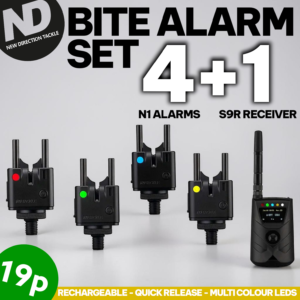 N1 Bite Alarm Set 4+1 With S9R Receiver - New Direction Tackle