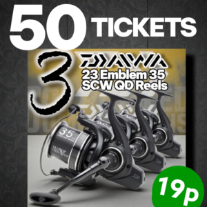 50 Tickets for 3x Daiwa 23 emblem 35 scw qd Competition