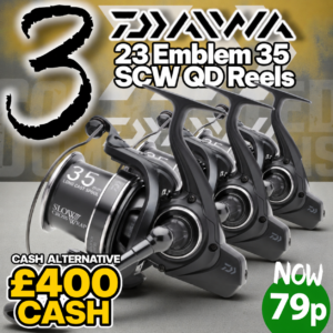 3x Daiwa 23 Emblem 35 SCW QD Reels or £400 Cash